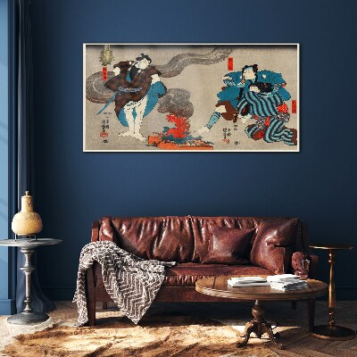Traditional style bonfire scene Glass Wall Art