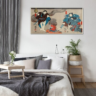 Traditional style bonfire scene Glass Wall Art