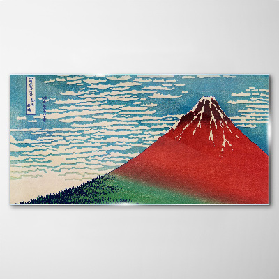 Mount Fuji in the clouds Glass Wall Art