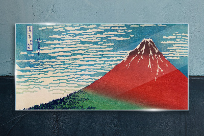 Mount Fuji in the clouds Glass Wall Art