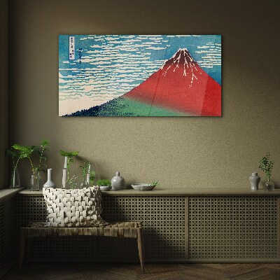 Mount Fuji in the clouds Glass Wall Art