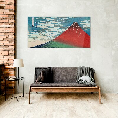 Mount Fuji in the clouds Glass Wall Art