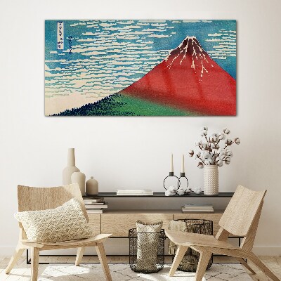 Mount Fuji in the clouds Glass Wall Art