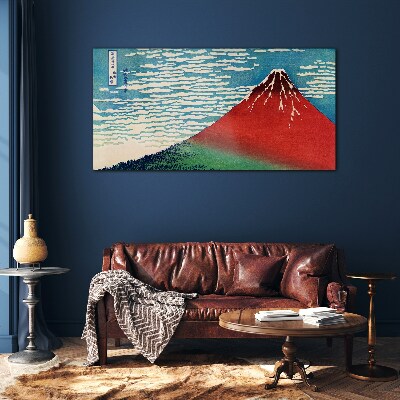 Mount Fuji in the clouds Glass Wall Art