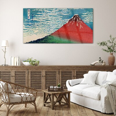 Mount Fuji in the clouds Glass Wall Art