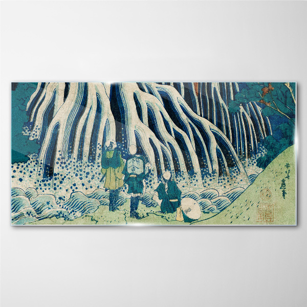 Under the tree in a winter scenery Glass Wall Art