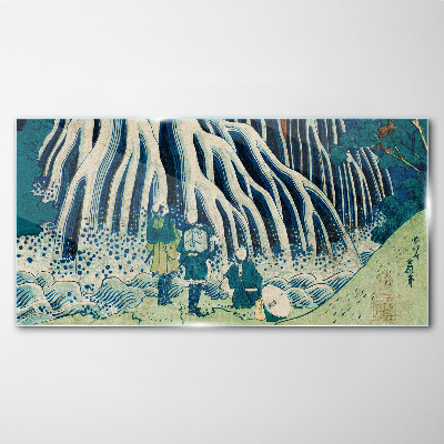 Under the tree in a winter scenery Glass Wall Art