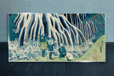 Under the tree in a winter scenery Glass Wall Art