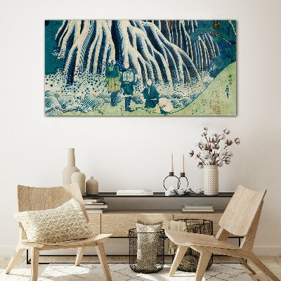 Under the tree in a winter scenery Glass Wall Art