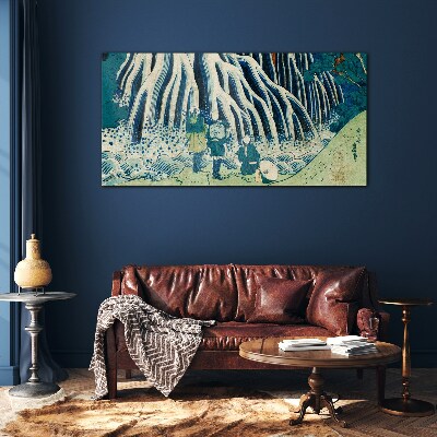 Under the tree in a winter scenery Glass Wall Art