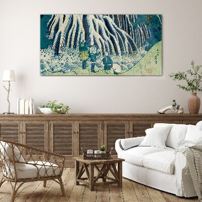 Under the tree in a winter scenery Glass Wall Art