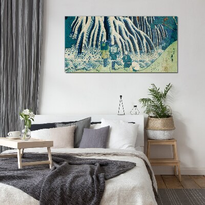Under the tree in a winter scenery Glass Wall Art