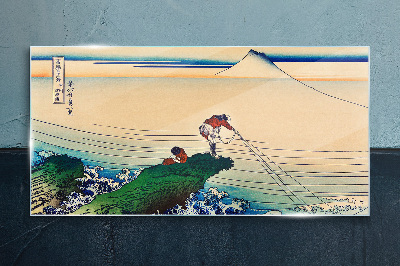 Fishermen by the Shore Glass Wall Art