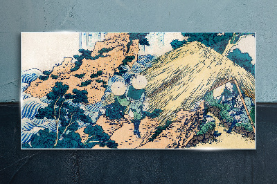 Japanese Village Scene Glass Wall Art