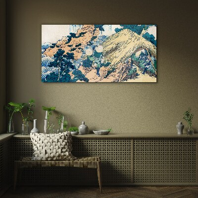 Japanese Village Scene Glass Wall Art
