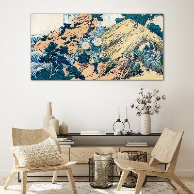 Japanese Village Scene Glass Wall Art