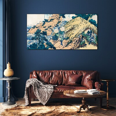 Japanese Village Scene Glass Wall Art