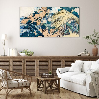 Japanese Village Scene Glass Wall Art