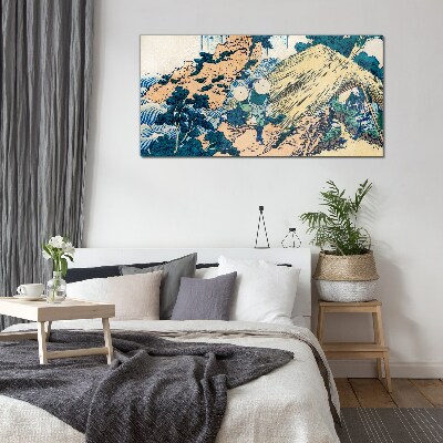 Japanese Village Scene Glass Wall Art