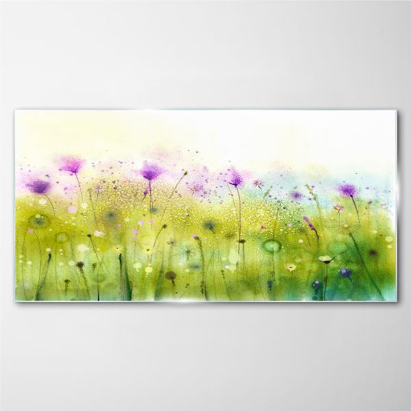 Floral landscape in pastel shades Glass Wall Art