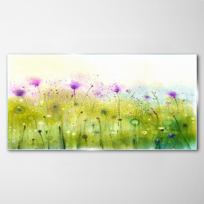 Floral landscape in pastel shades Glass Wall Art