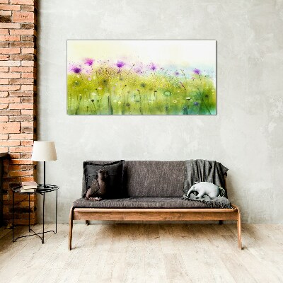 Floral landscape in pastel shades Glass Wall Art