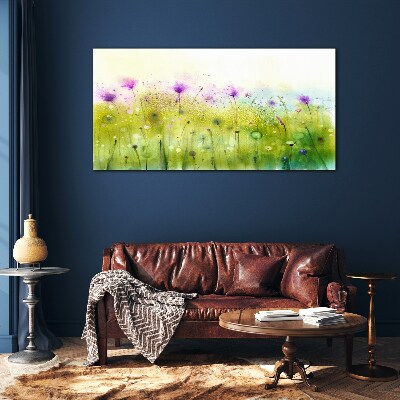 Floral landscape in pastel shades Glass Wall Art
