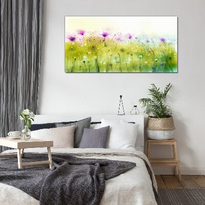 Floral landscape in pastel shades Glass Wall Art