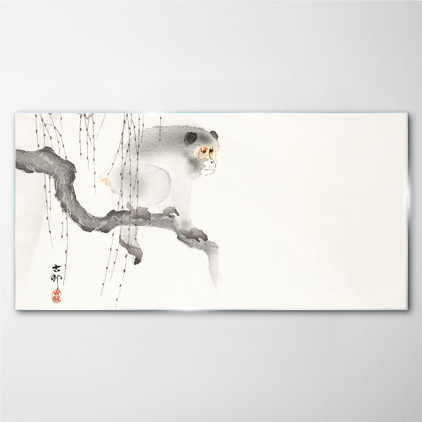 Master Monkey on a Branch Glass Wall Art