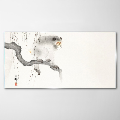 Master Monkey on a Branch Glass Wall Art