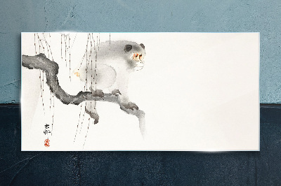 Master Monkey on a Branch Glass Wall Art