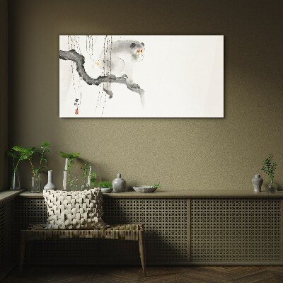 Master Monkey on a Branch Glass Wall Art