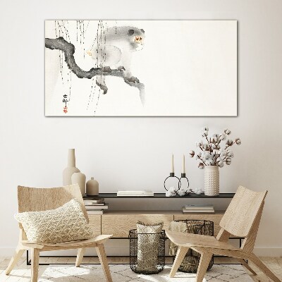 Master Monkey on a Branch Glass Wall Art
