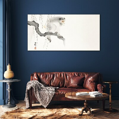 Master Monkey on a Branch Glass Wall Art