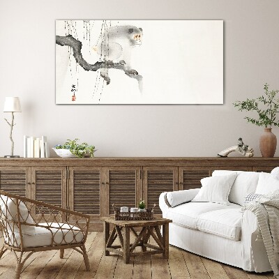 Master Monkey on a Branch Glass Wall Art
