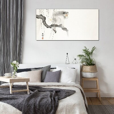 Master Monkey on a Branch Glass Wall Art