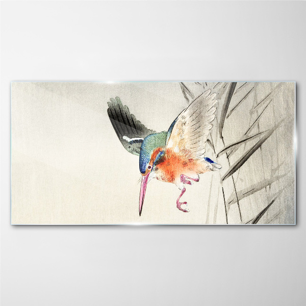 The joyful flight of the kingfisher Glass Wall Art