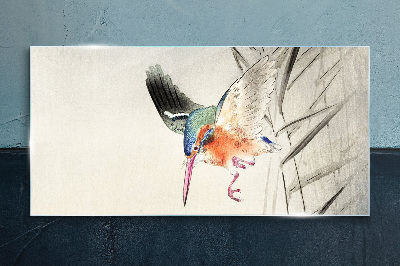 The joyful flight of the kingfisher Glass Wall Art