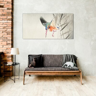 The joyful flight of the kingfisher Glass Wall Art