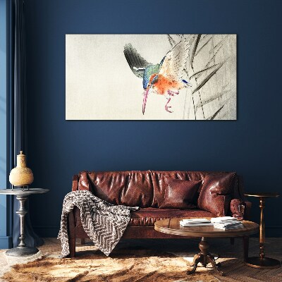 The joyful flight of the kingfisher Glass Wall Art