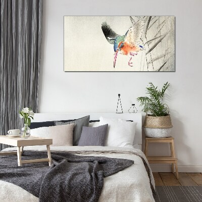 The joyful flight of the kingfisher Glass Wall Art