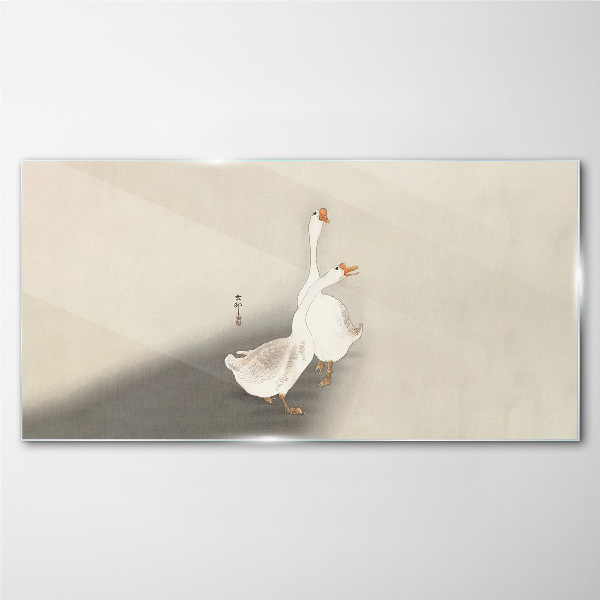 Geese on a minimalist background Glass Wall Art