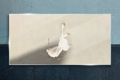 Geese on a minimalist background Glass Wall Art