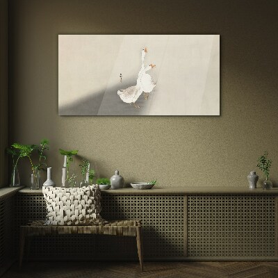 Geese on a minimalist background Glass Wall Art