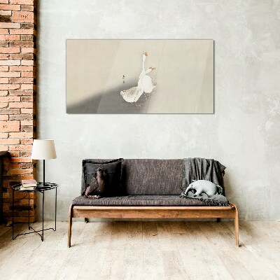 Geese on a minimalist background Glass Wall Art