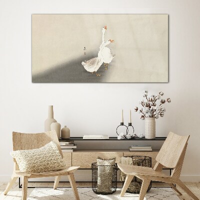 Geese on a minimalist background Glass Wall Art
