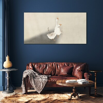 Geese on a minimalist background Glass Wall Art