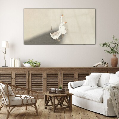 Geese on a minimalist background Glass Wall Art