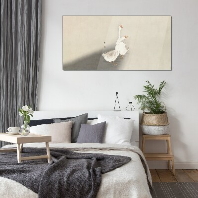 Geese on a minimalist background Glass Wall Art