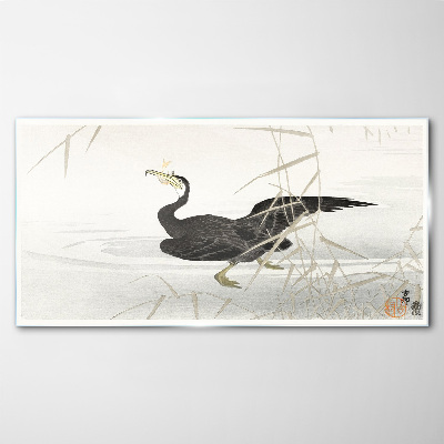 Asia animal bird lake Glass Wall Art
